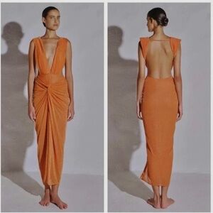Baobab Collection Vibrant Orange Backless Dress